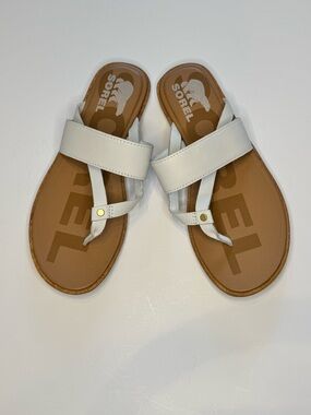 White SorelFlat Sandals